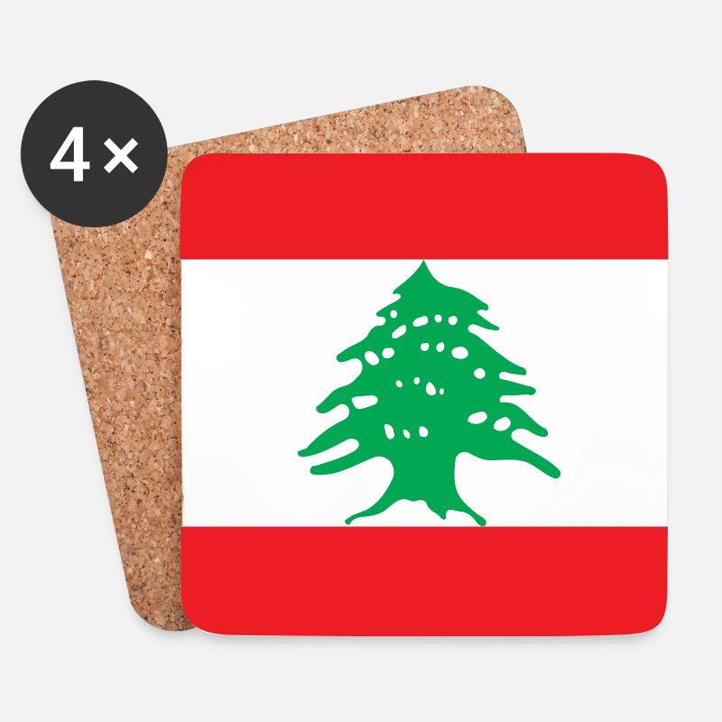 Libanon Flagge - Untersetzer (4er-Set) - Weiß