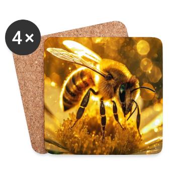Shiny honey bee in sunlight - Coasters (set of 4) - white - Front