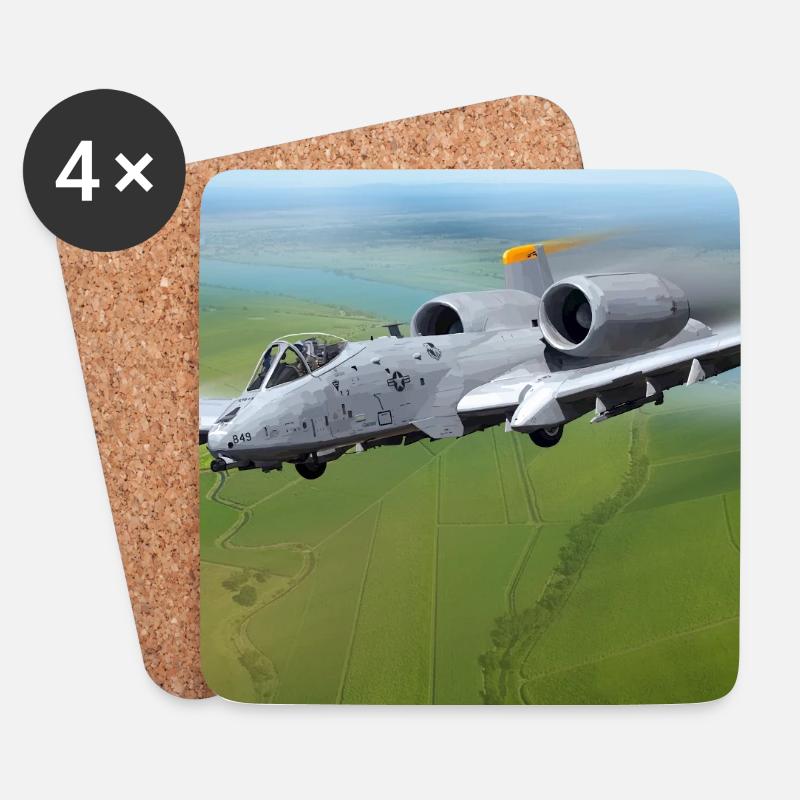 A-10 Thunderbolt - Dessous de verre (lot de 4) - blanc