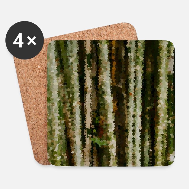 Birkenwald Pixelstreifen - Untersetzer (4er-Set) - Weiß