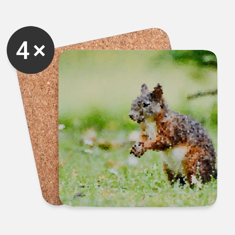 Eichhörnchen Mosaic im Grasenfeld - Untersetzer (4er-Set) - Weiß