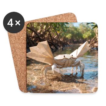 Origami paper crab in a natural mangrove forest ri - Untersetzer (4er-Set) - Weiß - Vorne