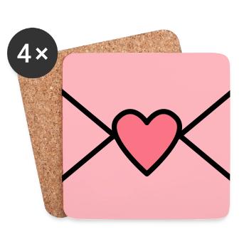 Love letter with heart - Coasters (set of 4) - white - Front