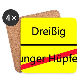 Warnschild Humor: Junger Hüpfler - Untersetzer (4er-Set) - Weiß - Vorne