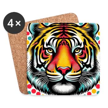 Tiger Pop Art - Untersetzer (4er-Set) - Weiß - Vorne
