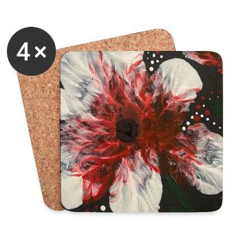 La fleur rouge et blanche donne à votre maison quelque chose d’unique - Dessous de verre (lot de 4) - blanc - Devant