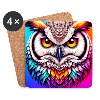 owl - Coasters (set of 4) - white - Front