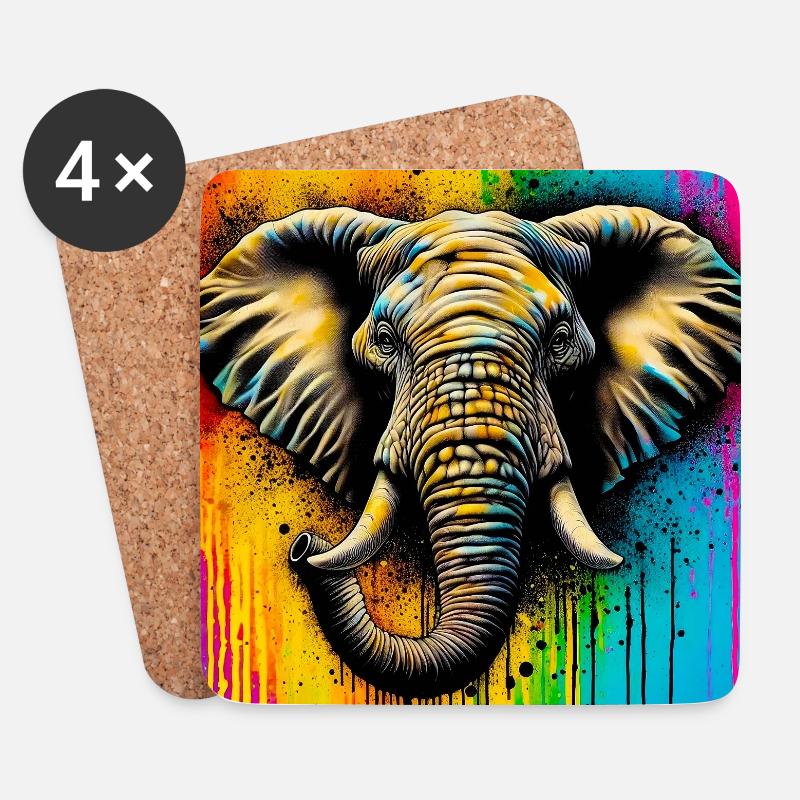 Elefant - Untersetzer (4er-Set) - Weiß