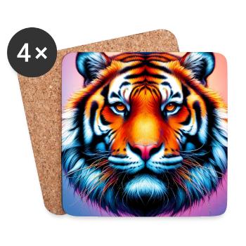 tigre - Dessous de verre (lot de 4) - blanc - Devant