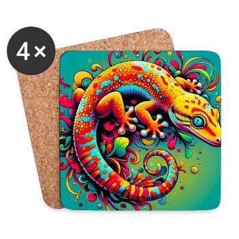 Gecko - Untersetzer (4er-Set) - Weiß - Vorne
