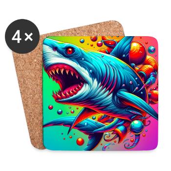 Requin - Dessous de verre (lot de 4) - blanc - Devant