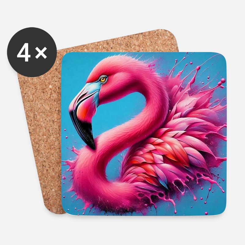 Flamingo - Untersetzer (4er-Set) - Weiß