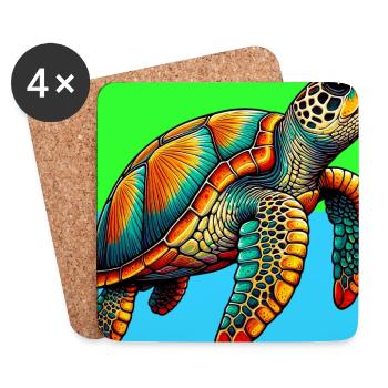 turtle - Coasters (set of 4) - white - Front