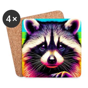 Waschbär - Untersetzer (4er-Set) - Weiß - Vorne