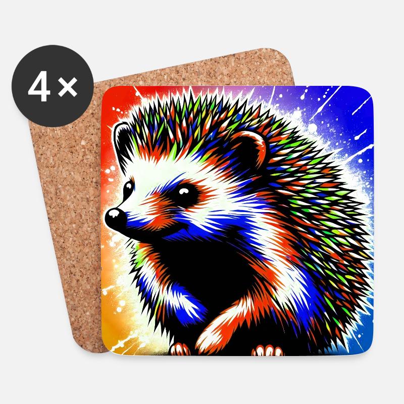 hedgehog - Coasters (set of 4) - white