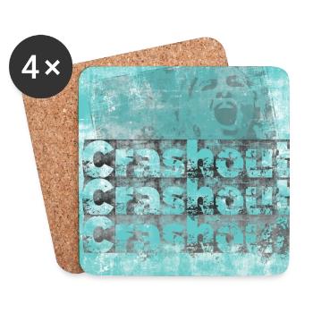 Noisy typo graphics in cyan look - Coasters (set of 4) - white - Front