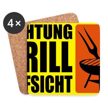 ACHTUNG GRILL-AUFSICHT - Untersetzer (4er-Set) - Weiß - Vorne