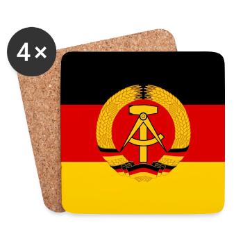 Fahne Aufkleber DDR Aufkleber Flagge DDR Aufkleber - Untersetzer (4er-Set) - Weiß - Vorne