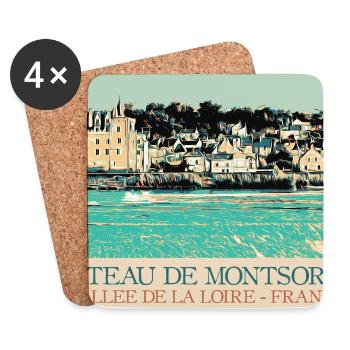 Château de Montsoreau, Vallée de la Loire - Dessous de verre (lot de 4) - blanc - Devant