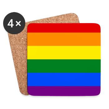 Pride Fahne, LGBTQ - Untersetzer (4er-Set) - Weiß - Vorne