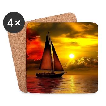 Sailboat at sunset - Coasters (set of 4) - white - Front