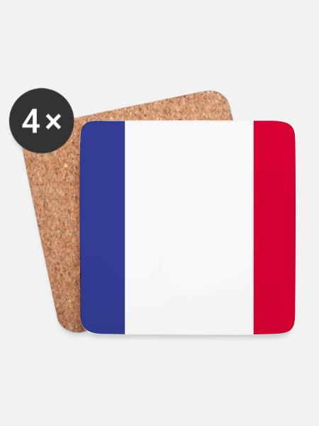 Frankreich National Flagge - Untersetzer (4er-Set) - Weiß