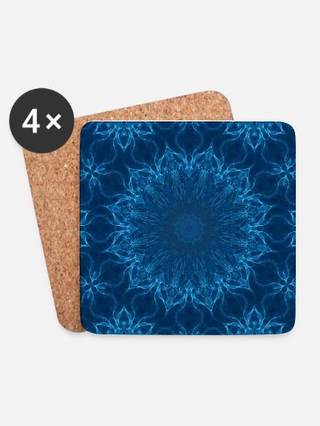 Blue Ocean Mandala Muster – Abstraktes Wasser-Kaleid - Untersetzer (4er-Set) - Weiß