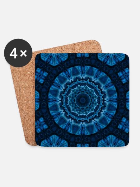 Azure Mandala Kaleidoscope - Untersetzer (4er-Set) - Weiß