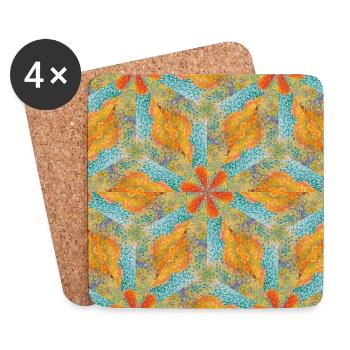 Kaleidoskop-Herbstflut - Untersetzer (4er-Set) - Weiß - Vorne