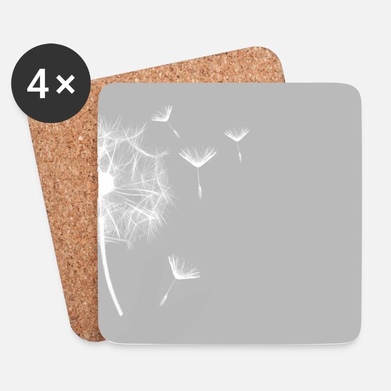 Dandelion grey | customizable - Coasters (set of 4) - white