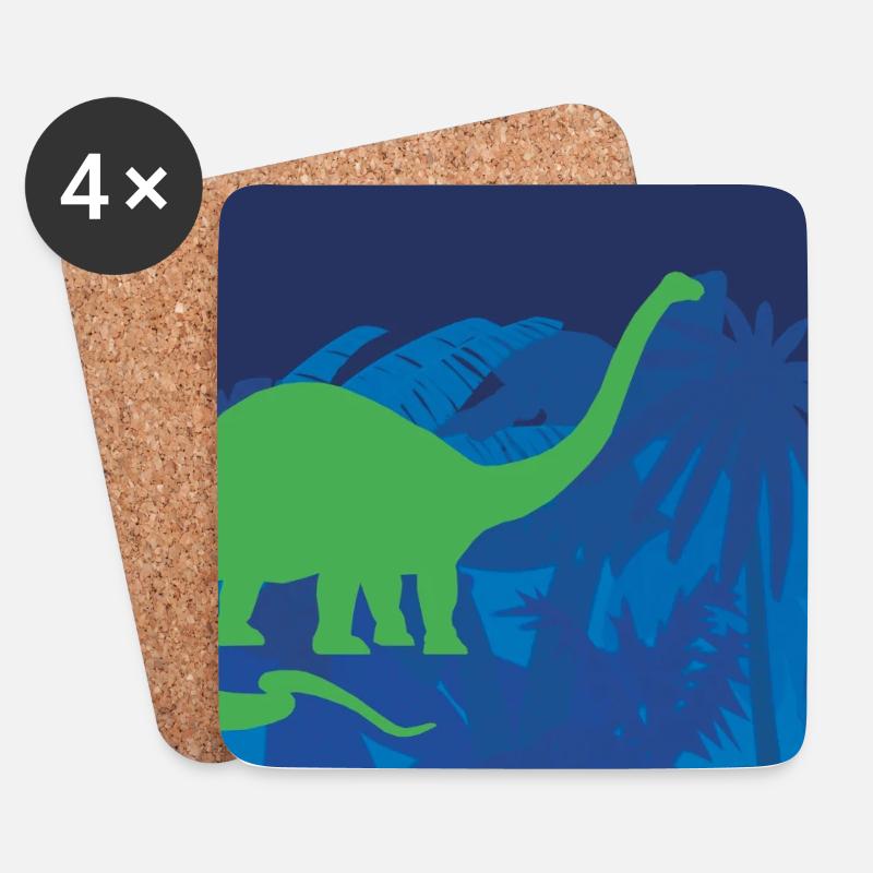 Urwald Dinos Langhals - blau - Untersetzer (4er-Set) - Weiß
