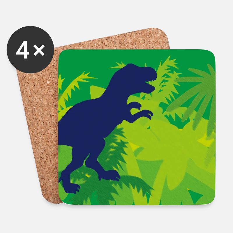 Urwald Dinos T- Rex - grün - Untersetzer (4er-Set) - Weiß