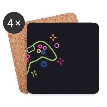 Bunter Spielecontroller auf schwarzem Hintergrund - Untersetzer (4er-Set) - Weiß - Vorne