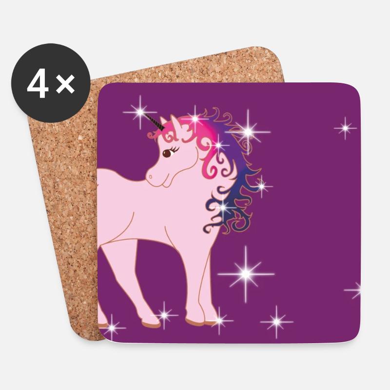Fantasy Einhorn mit Sternchen - lila  - Untersetzer (4er-Set) - Weiß