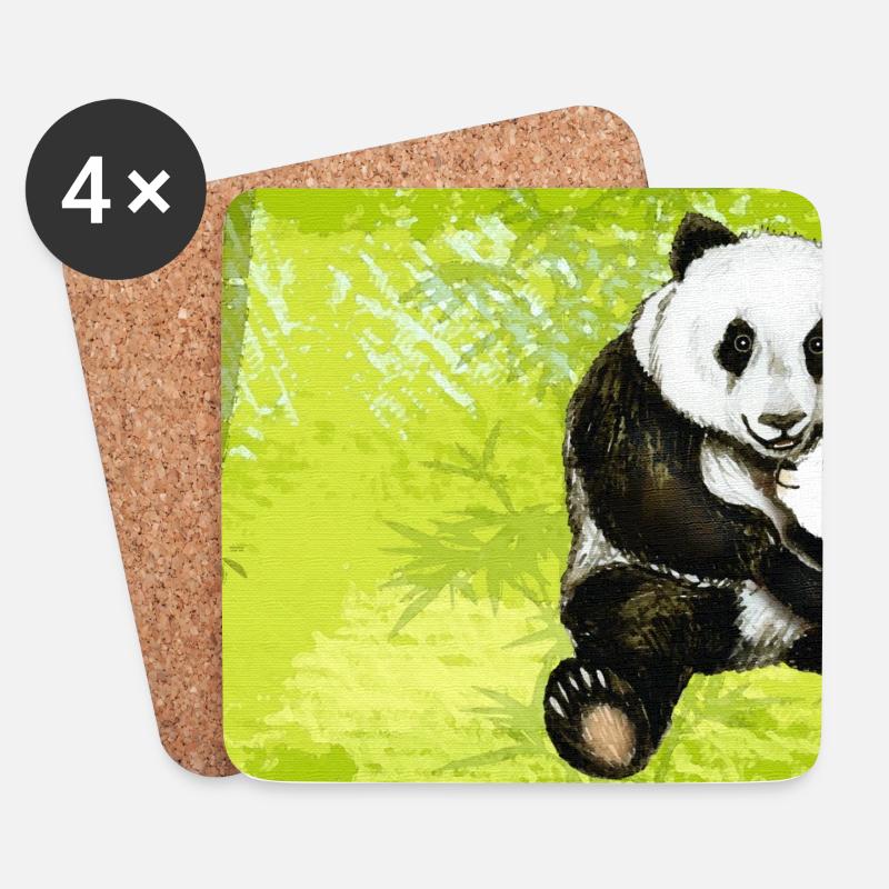 Mama Panda Bär mit Baby Panda - Untersetzer (4er-Set) - Weiß