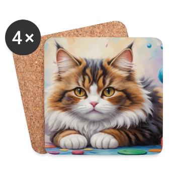 Niedliche Katze möchte spielen Schmusetiger Kitten - Untersetzer (4er-Set) - Weiß - Vorne