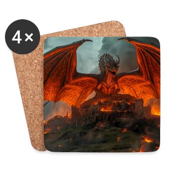 A Dragon Threatens Beowulf's Peaceful Kingdom - Coasters (set of 4) - white - Front