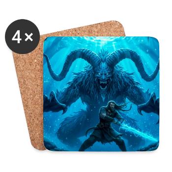 Beowulf fights the Monster with Ancient Sword nord - Coasters (set of 4) - white - Front