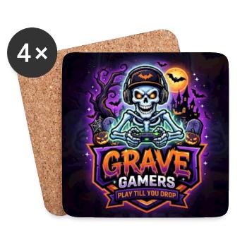 Grave Gamers Neon Skull - Untersetzer (4er-Set) - Weiß - Vorne