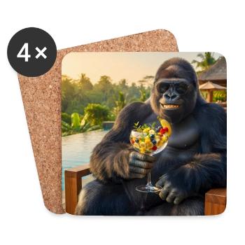 Gorilla genießt seinen tropischen Fruchtcocktail - Untersetzer (4er-Set) - Weiß - Vorne