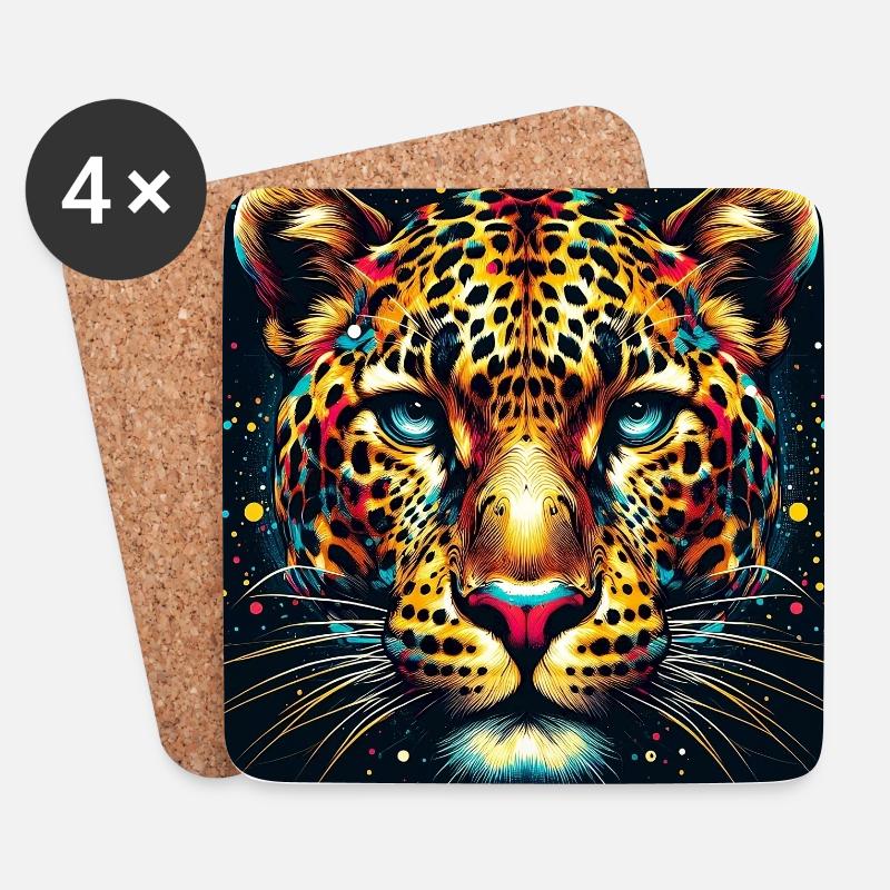 Leopard - Untersetzer (4er-Set) - Weiß