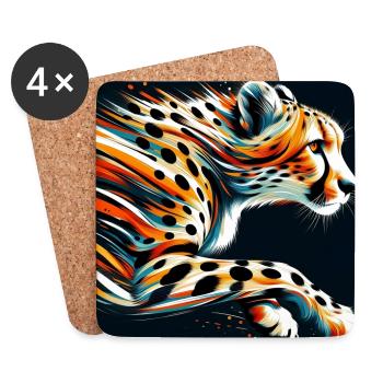 Guépard - Dessous de verre (lot de 4) - blanc - Devant