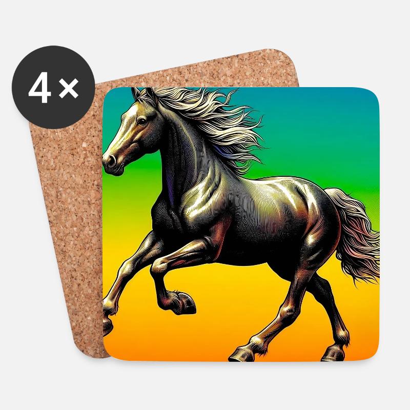 cheval - Dessous de verre (lot de 4) - blanc