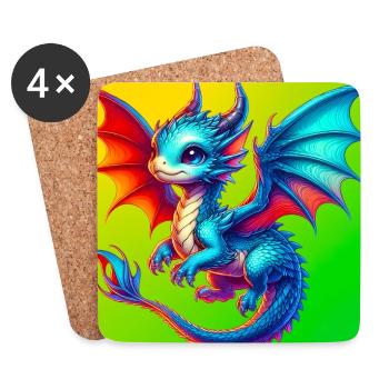 Drache - Untersetzer (4er-Set) - Weiß - Vorne