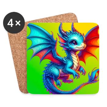 Drache - Untersetzer (4er-Set) - Weiß - Vorne
