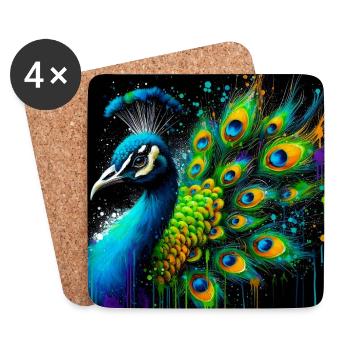 peacock - Coasters (set of 4) - white - Front