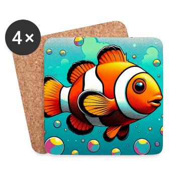 Poisson-clown - Dessous de verre (lot de 4) - blanc - Devant