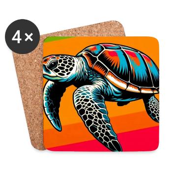 turtle - Coasters (set of 4) - white - Front