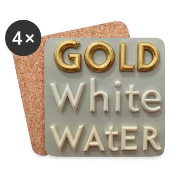 Typographie de l’eau blanche dorée - Dessous de verre (lot de 4) - blanc - Devant