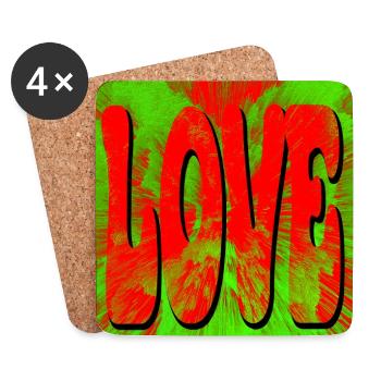 Love in Retro Tie Dye Style - Coasters (set of 4) - white - Front